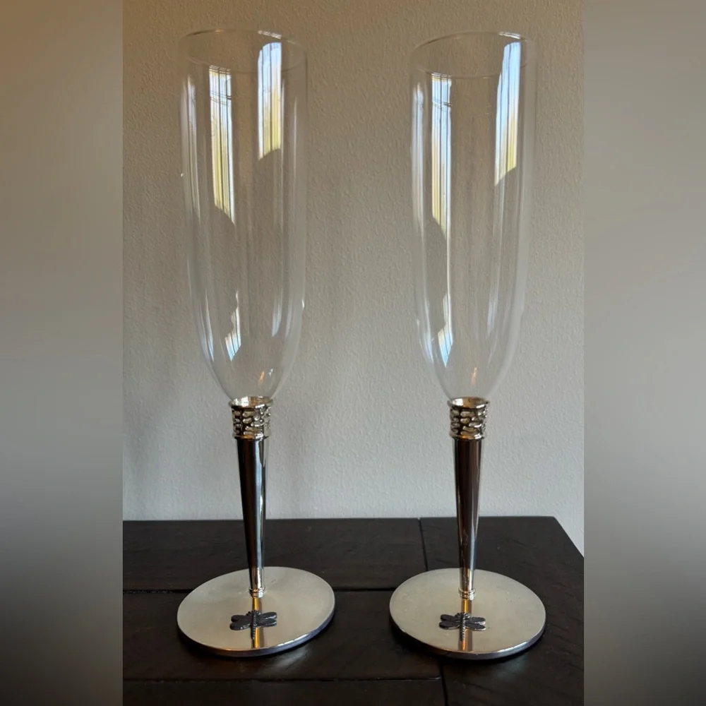 Lenox Kate Spade Dragonfly flute pair. Vintage.
